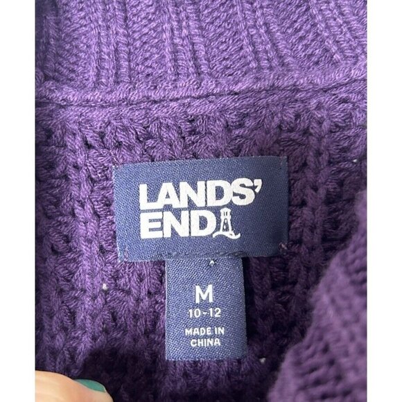 Lands' End Women's Oversized Cowl Neck Sweater Purple Cable Knit Size Med… - Picture 3 of 9